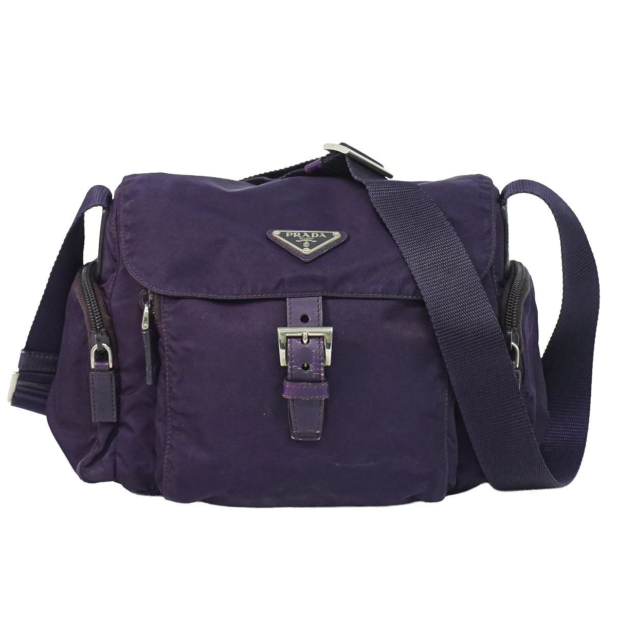 Prada Nylon Shoulder Bag Pochette Purple