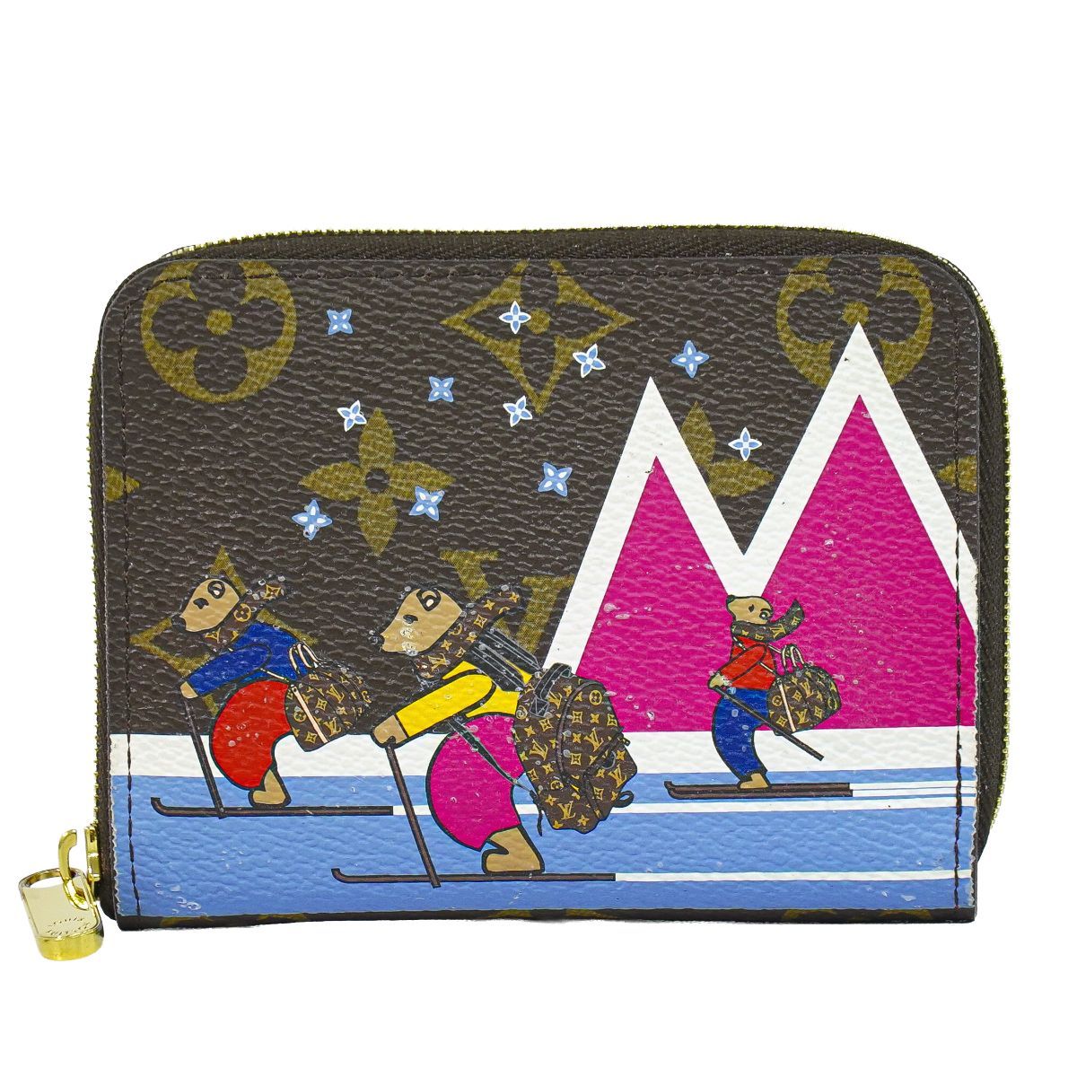 Louis Vuitton LV Zippy Coin Purse Bear Monogram Case Brown Multicolor