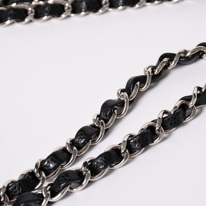 Chanel Quilted 25 Double Flap Chain Shoulder Bag Caviar Leather Silver — view 7