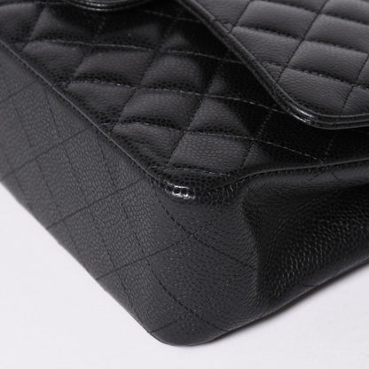 Chanel Quilted 25 Double Flap Chain Shoulder Bag Caviar Leather Silver — view 8