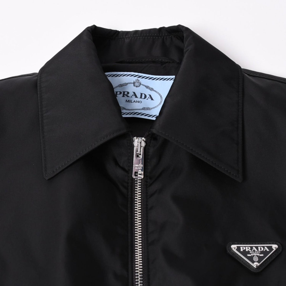 Prada Cropped Nylon Zip Up Jacket Triangle Logo Black 42 — view 4
