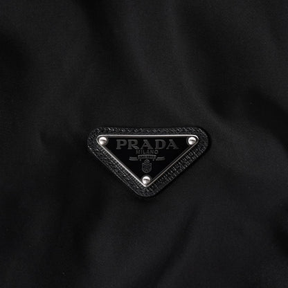 Prada Cropped Nylon Zip Up Jacket Triangle Logo Black 42 — view 6