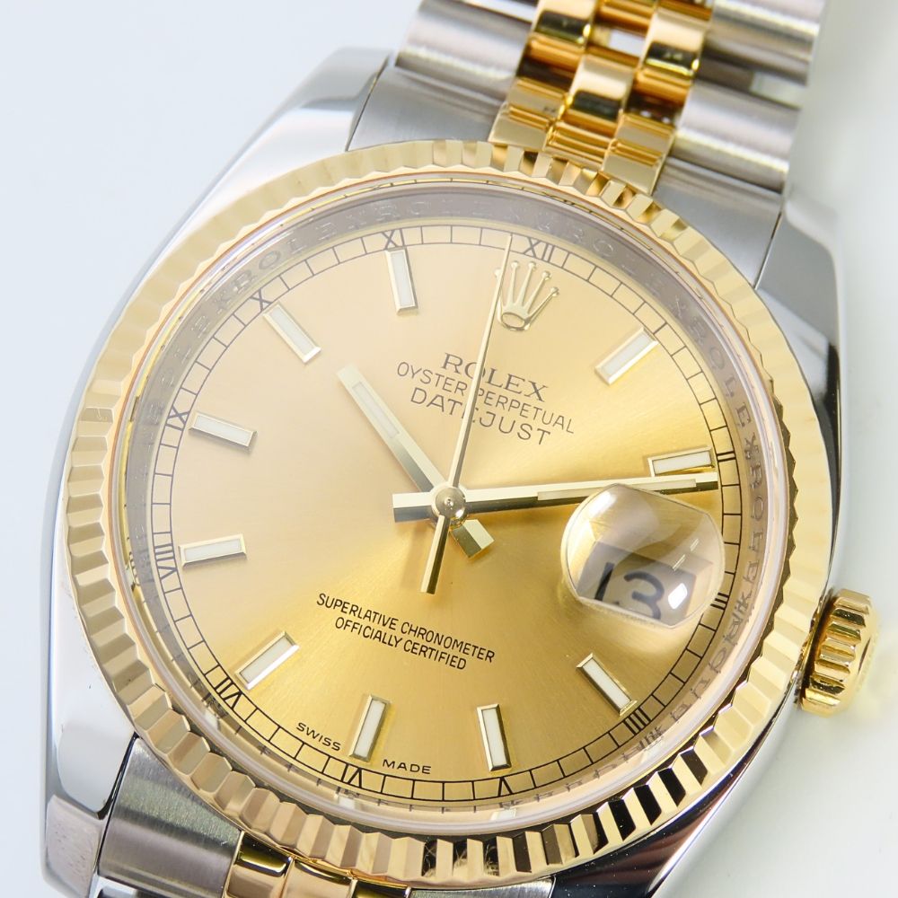 Rolex Watch Datejust Stainless Steel 18k Yellow Gold Silver Dial Champagne — view 5