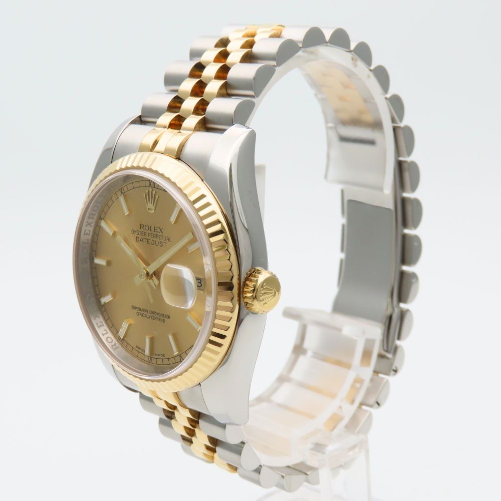 Rolex Watch Datejust Stainless Steel 18k Yellow Gold Silver Dial Champagne — view 2