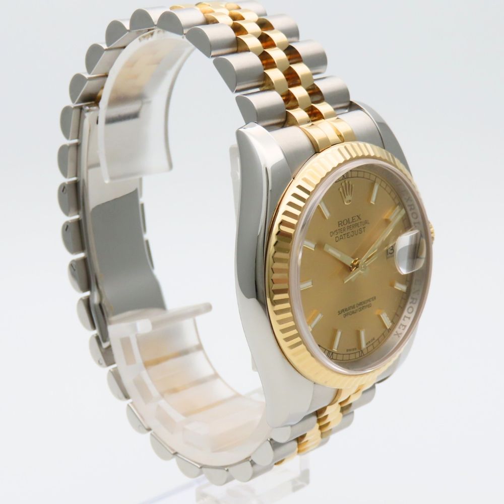 Rolex Watch Datejust Stainless Steel 18k Yellow Gold Silver Dial Champagne — view 3