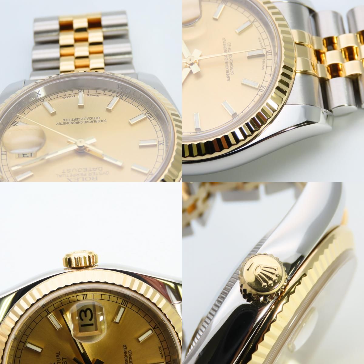 Rolex Watch Datejust Stainless Steel 18k Yellow Gold Silver Dial Champagne — view 6