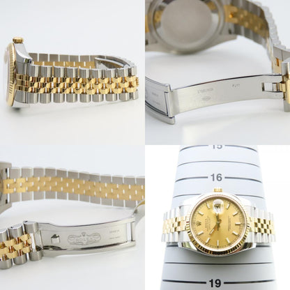 Rolex Watch Datejust Stainless Steel 18k Yellow Gold Silver Dial Champagne — view 8