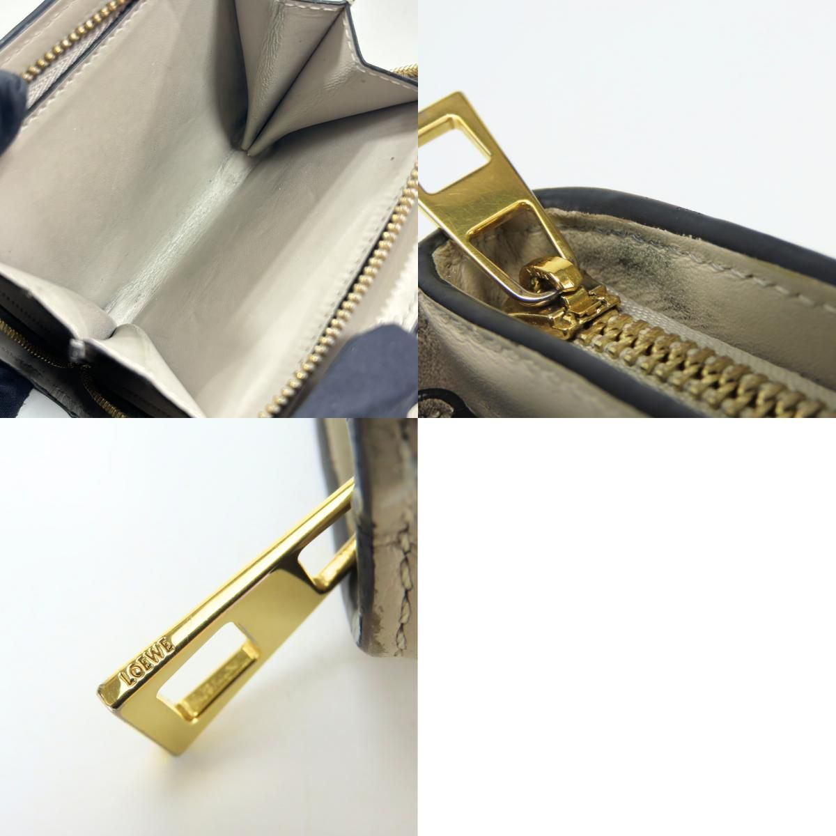 Loewe Bifold Wallet Anagram Leather Gray Ju Gold Compact Daily — view 9