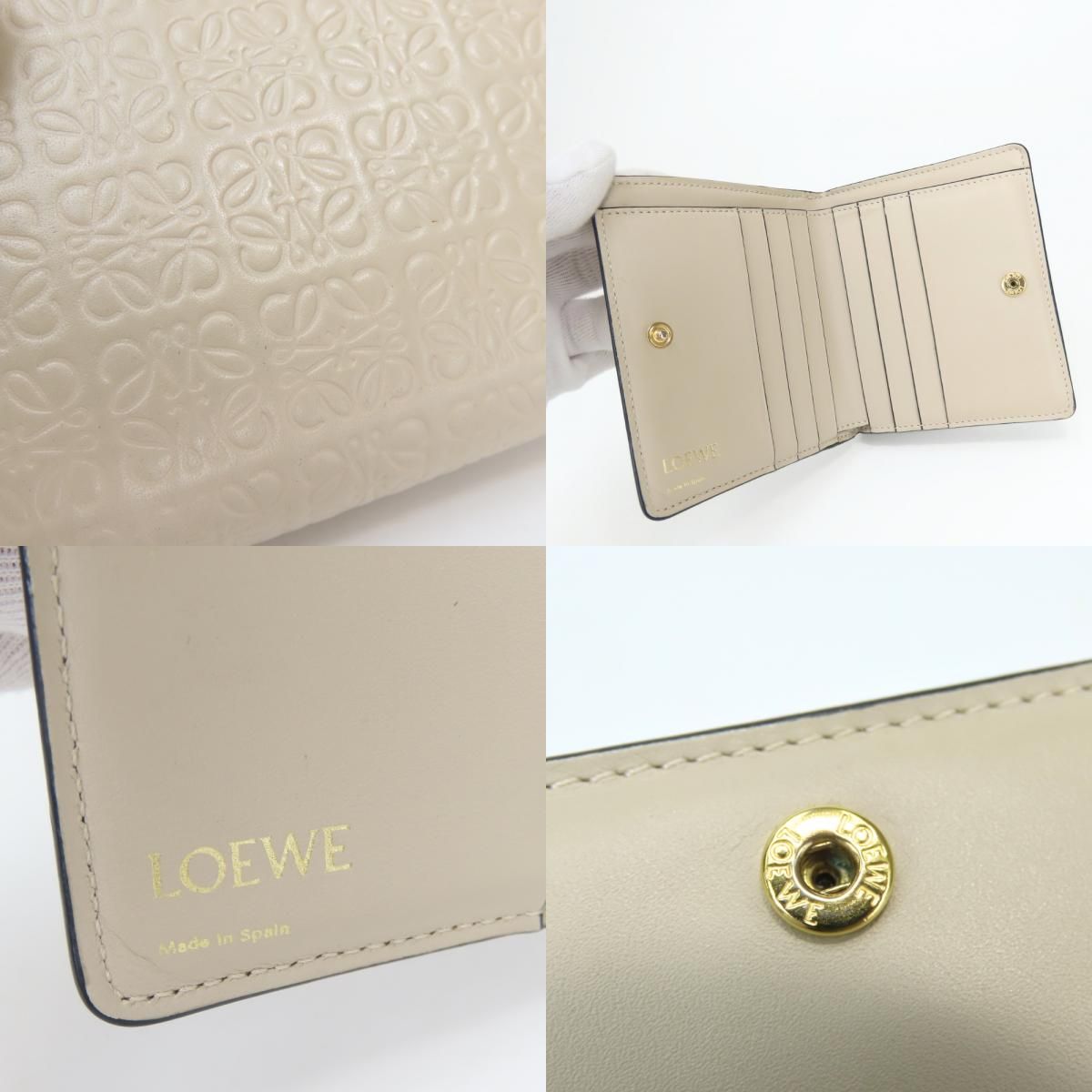 Loewe Bifold Wallet Anagram Leather Gray Ju Gold Compact Daily — view 7
