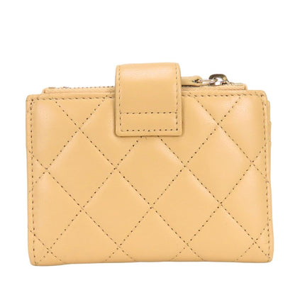 Chanel Coin Case Quilted Compact Wallet Card Lambskin Beige Gold CC Logo — view 2
