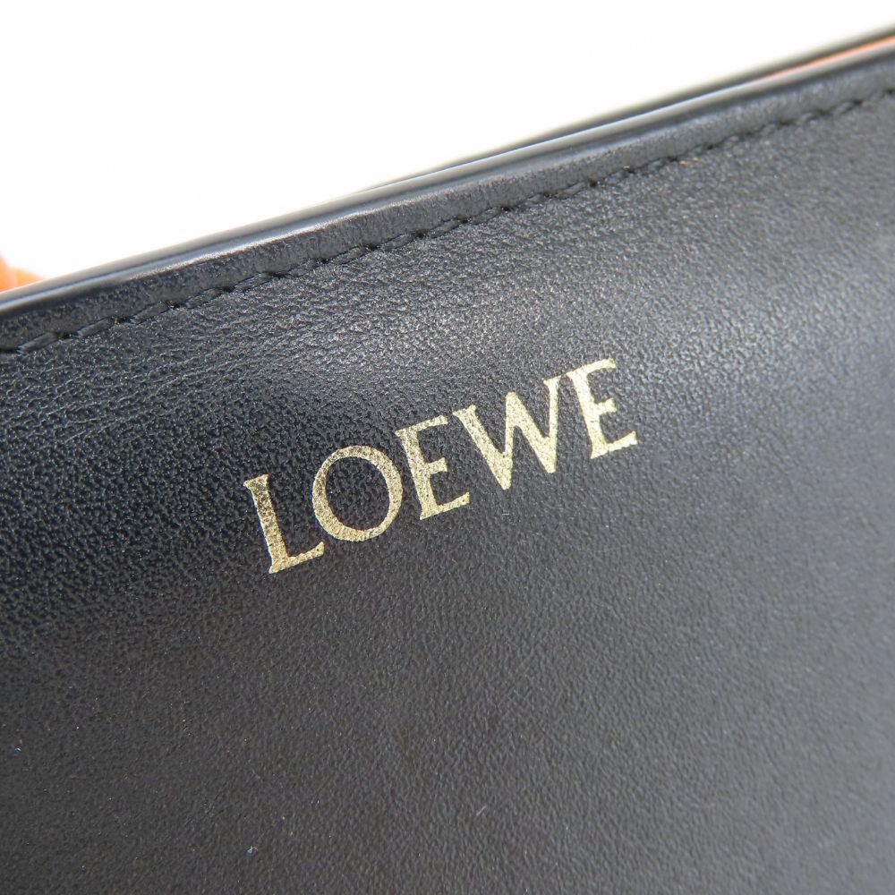 Loewe Bifold Wallet Knot Compact Shiny Bicolor Leather Black Orange Daily — view 4
