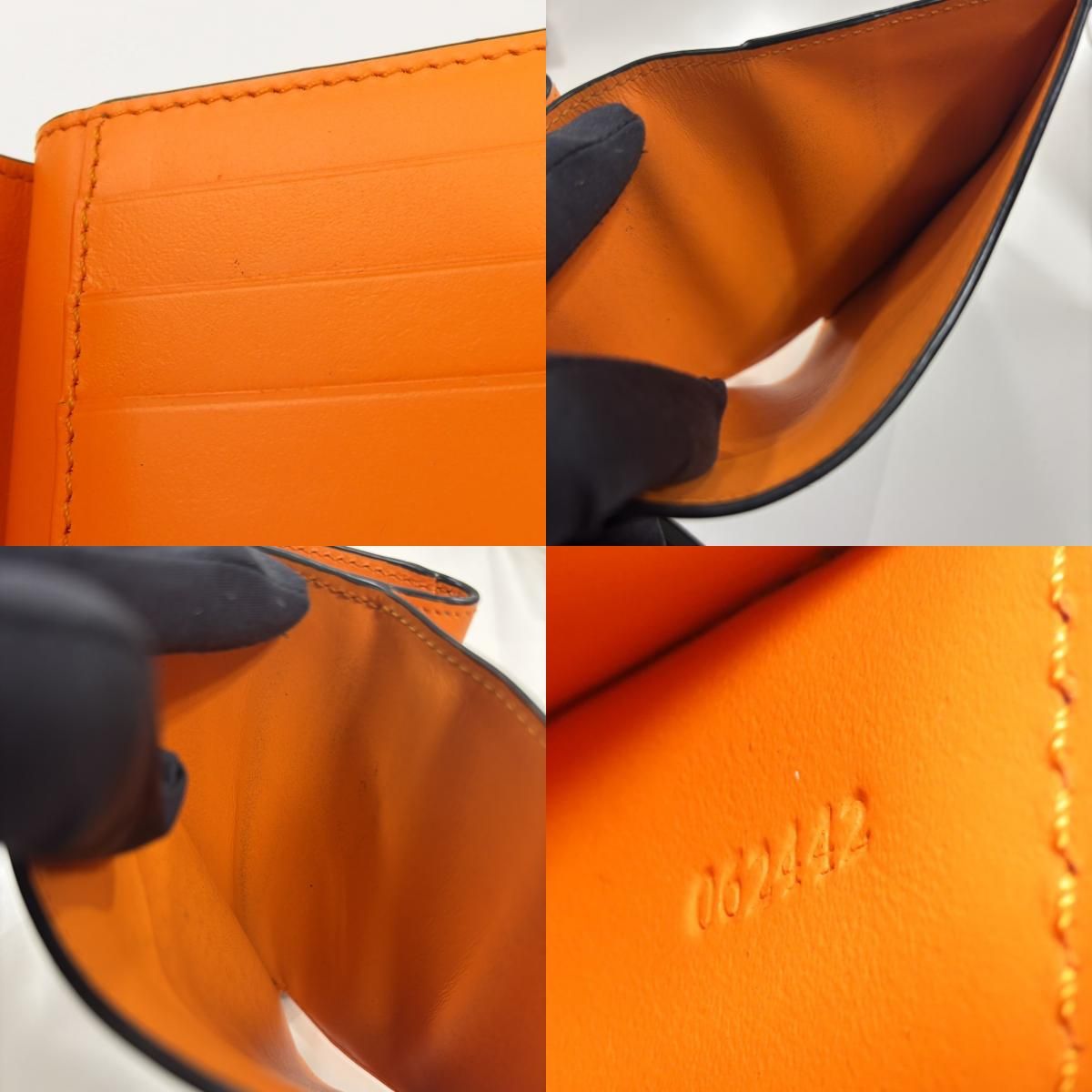 Loewe Bifold Wallet Knot Compact Shiny Bicolor Leather Black Orange Daily — view 8