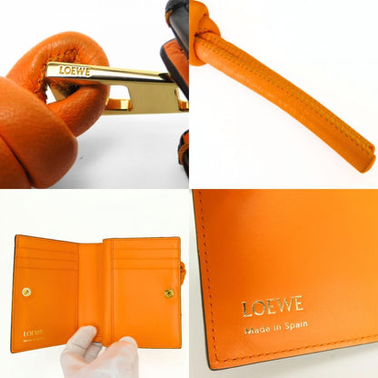 Loewe Bifold Wallet Knot Compact Shiny Bicolor Leather Black Orange Daily — view 6