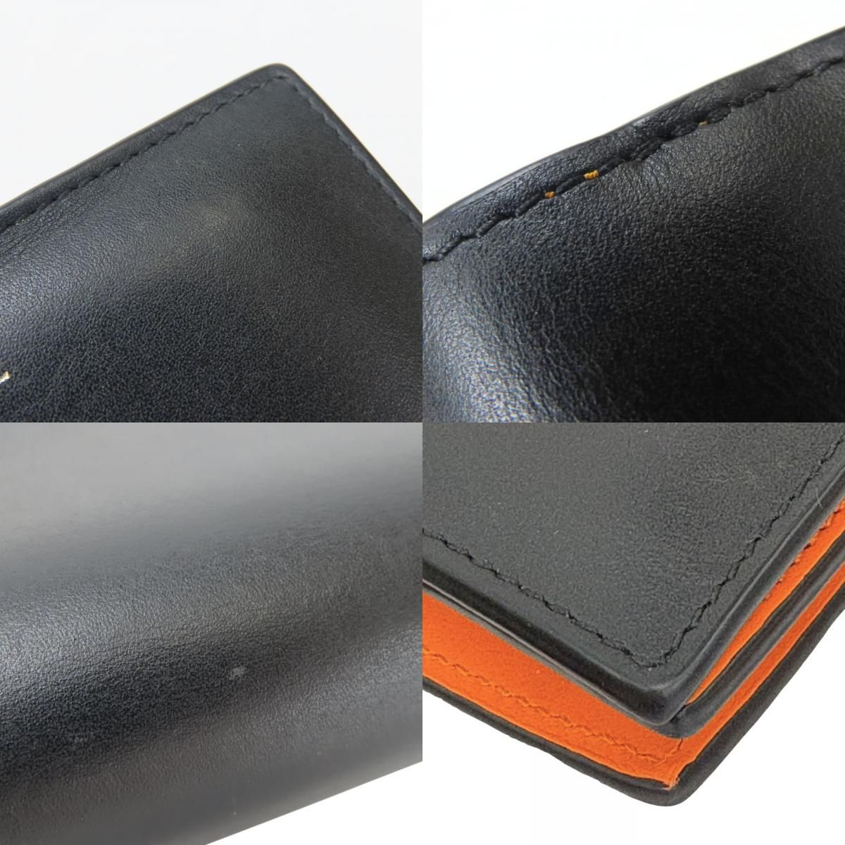 Loewe Bifold Wallet Knot Compact Shiny Bicolor Leather Black Orange Daily — view 5