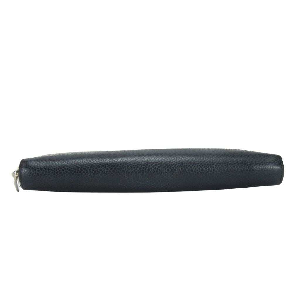 Chanel Wallet CC Logo Caviar Leather Black Silver Everyday — view 3