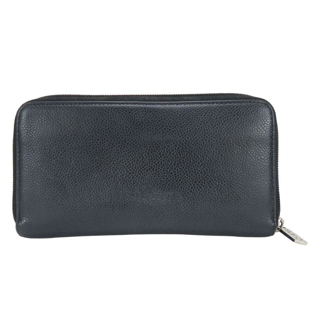 Chanel Wallet CC Logo Caviar Leather Black Silver Everyday — view 2