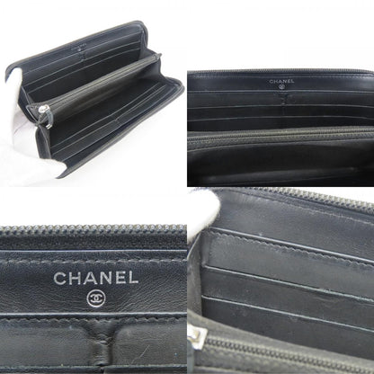 Chanel Wallet CC Logo Caviar Leather Black Silver Everyday — view 6