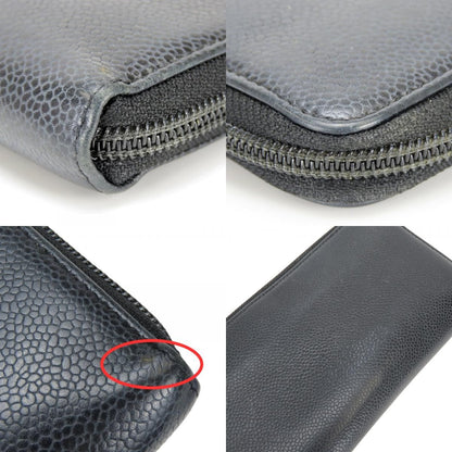 Chanel Wallet CC Logo Caviar Leather Black Silver Everyday — view 4
