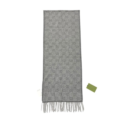 Gucci Scarf GG Pattern Webbing Line Wool Gray Blue — view 4