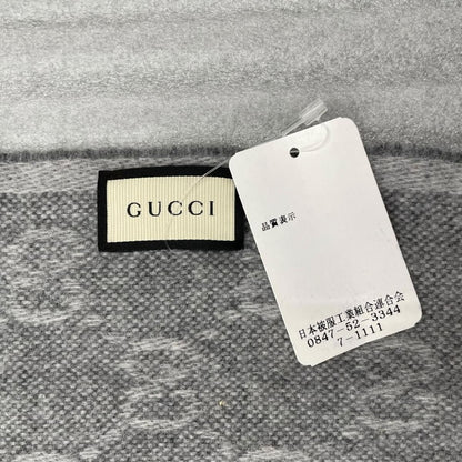 Gucci Scarf GG Pattern Webbing Line Wool Gray Blue — view 7