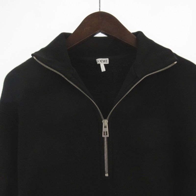 Loewe Half Zip Sweatshirt Anagram Fleece Cashmere Mix Black — view 4