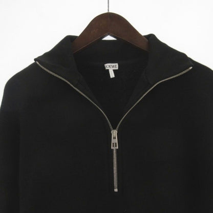 Loewe Half Zip Sweatshirt Anagram Fleece Cashmere Mix Black — view 4