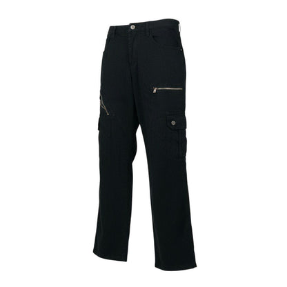 Dolce & Gabbana Multi Zip Pocket Pants Cargo Button Fly Bottom 30 44 Black