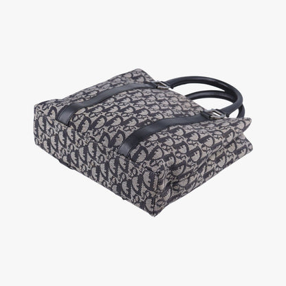 Dior Trotter Tote Navy Jacquard Leather 06 — view 6