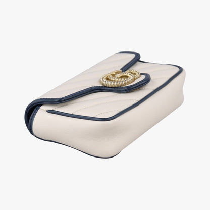 Gucci GG Marmont White Navy Leather Messenger — view 5