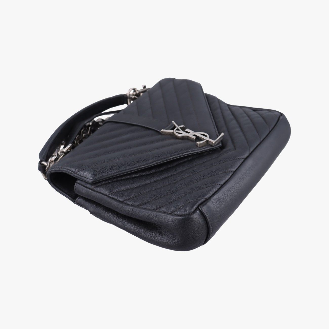 Saint Laurent Yves Carre Black Leather Messenger — view 5