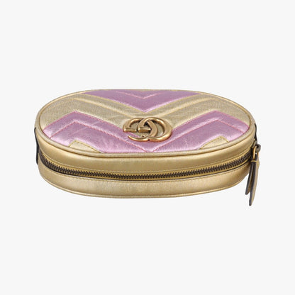 Gucci GG Marmont Gold Pink Leather Handbag — view 8