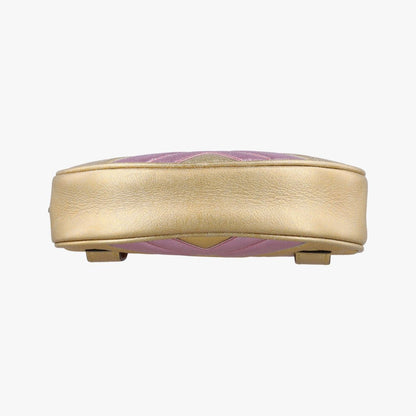 Gucci GG Marmont Gold Pink Leather Handbag — view 3