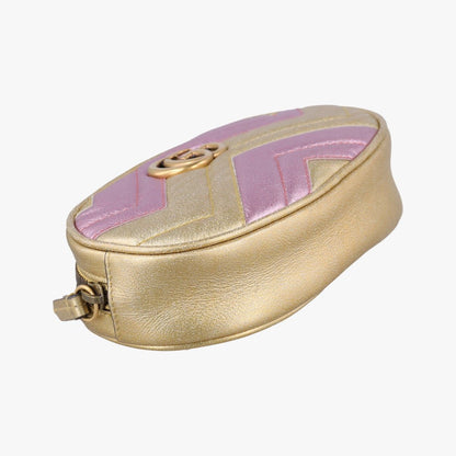 Gucci GG Marmont Gold Pink Leather Handbag — view 5