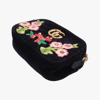 Gucci GG Marmont Black Multicolor Velour Messenger — view 4