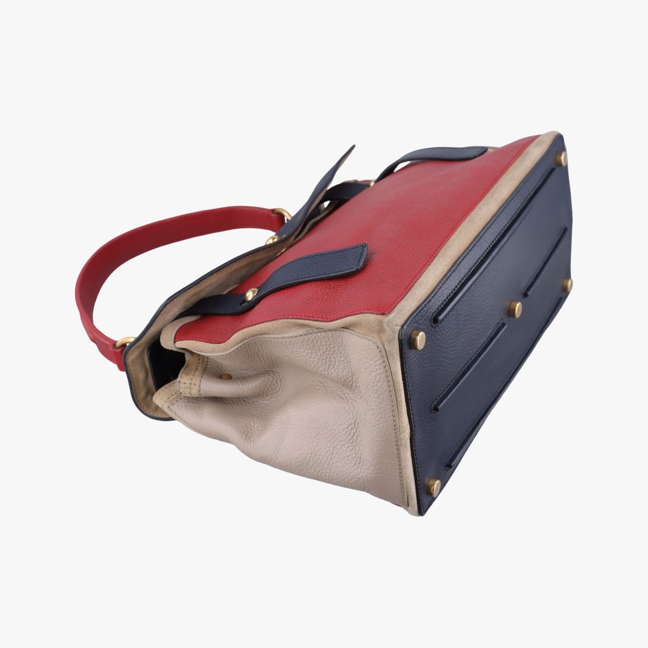 Saint Laurent Yves Muse Two Blue Red Beige Leather Handbag — view 5