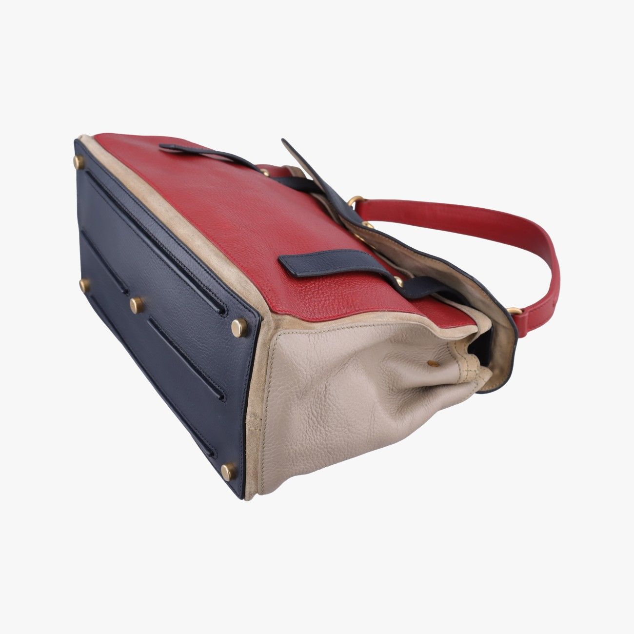 Saint Laurent Yves Muse Two Blue Red Beige Leather Handbag — view 4