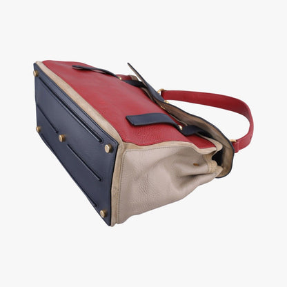 Saint Laurent Yves Muse Two Blue Red Beige Leather Handbag — view 4