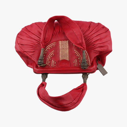 Dior Plisse Red Lambskin Handbag — view 8