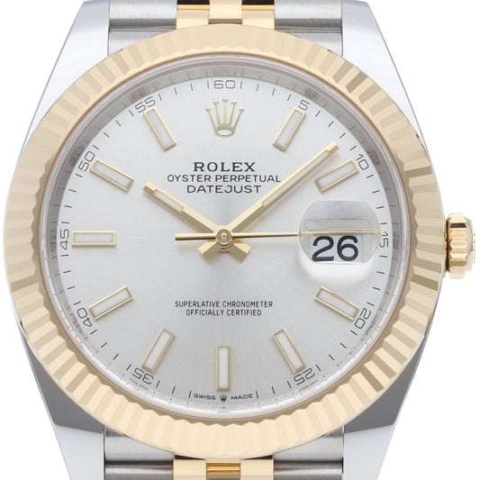 Rolex Datejust 41 Watch Jubilee Box 18k Yellow Gold SS Silver