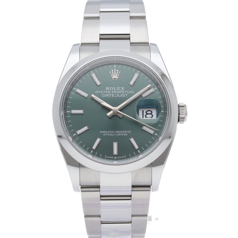 Rolex Datejust 36 Watch Oy Star Mint Green Box SS — view 2