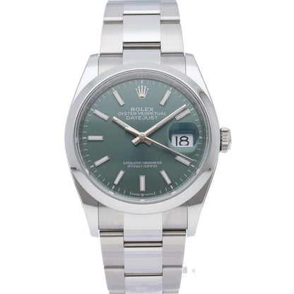 Rolex Datejust 36 Watch Oy Star Mint Green Box SS — view 2