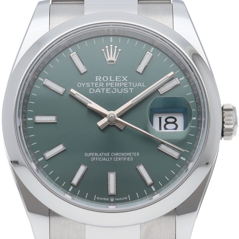 Rolex Datejust 36 Watch Oy Star Mint Green Box SS
