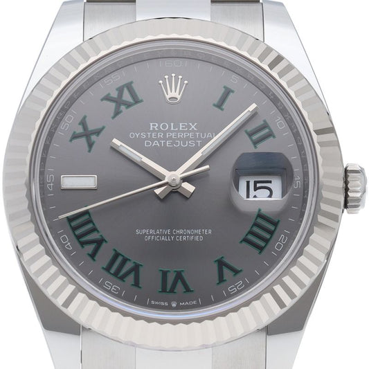 Rolex Datejust 41 Watch Oy Star Calf Troman Wimbledon Box 18k White Gold
