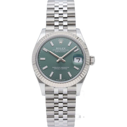 Rolex Datejust 31 Boys Watch Jubilee Mint Green Box 18k White Gold SS — view 2