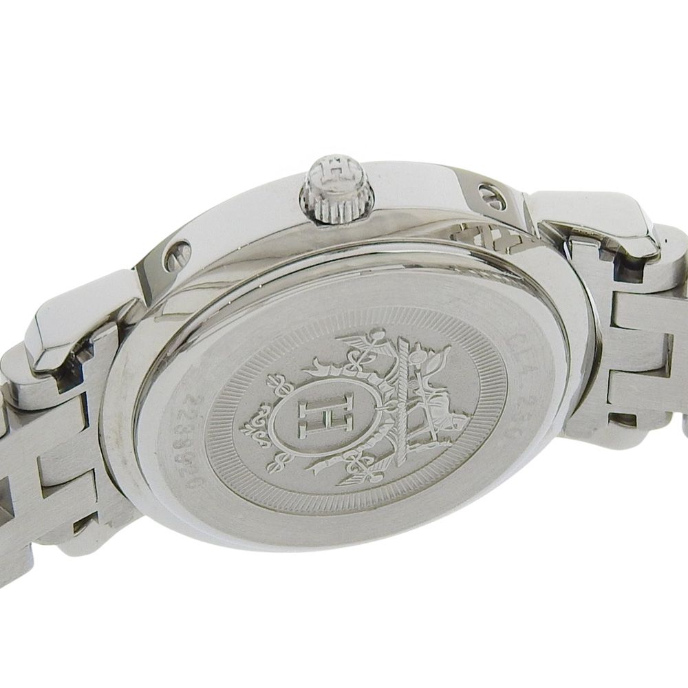 Hermes Clipper Cles Stainless Steel Diamond Silver Quartz Analog Display White — view 5