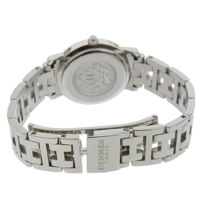 Hermes Clipper Cles Stainless Steel Diamond Silver Quartz Analog Display White — view 4