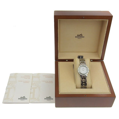 Hermes Clipper Cles Stainless Steel Diamond Silver Quartz Analog Display White — view 7