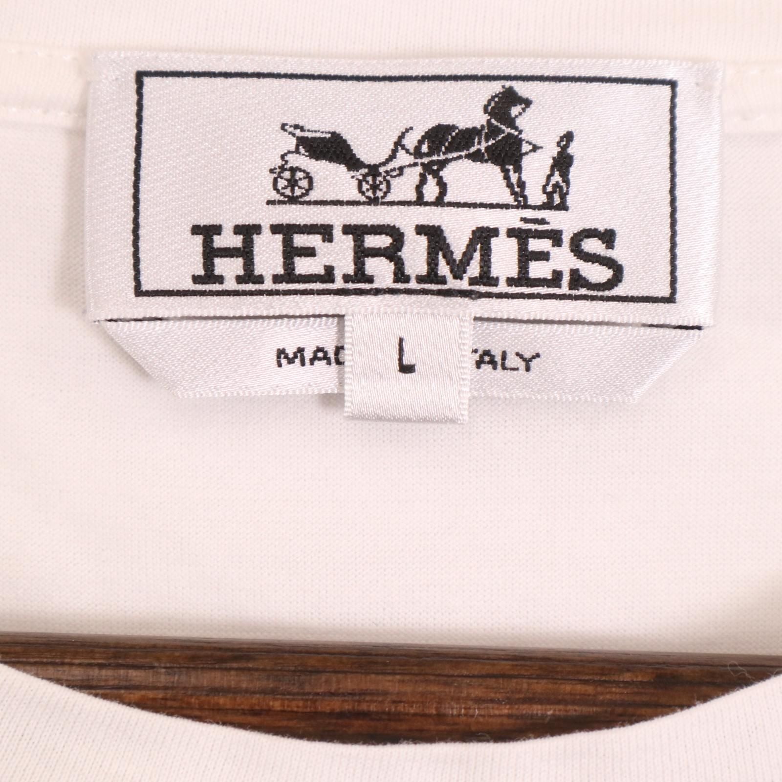 Hermes White Print T-Shirt — view 6