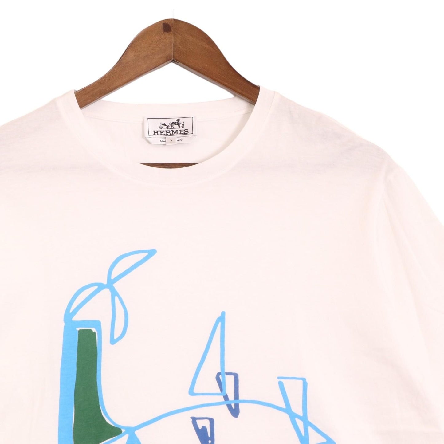 Hermes White Print T-Shirt — view 2