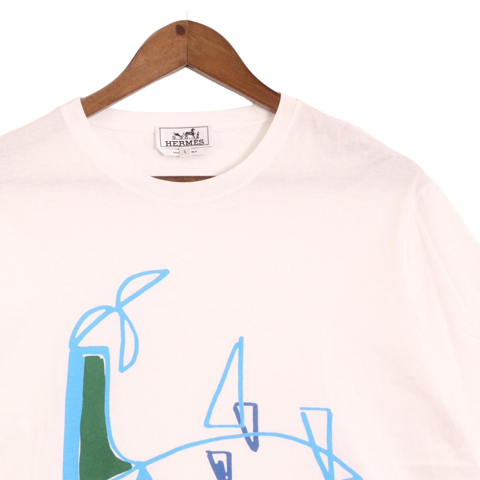 Hermes White Print T-Shirt — view 2